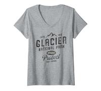 Mujer Parque Nacional Glaciar Rústico Camiseta Cuello V