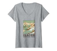 Mujer Parque Nacional Glacier - Naturaleza al Aire Libre del Lago de Camiseta Cuello V