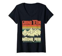 Mujer Parque Nacional Grand Teton, Wyoming, EE. UU., Vintage Camiseta Cuello V