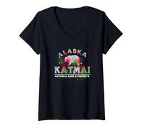 Mujer Parque Nacional Katmai & Preserve Alaska Bear Souvenir Camiseta Cuello V