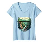 Mujer Parque Nacional New River Gorge Aventura Amantes Camiseta Cuello V