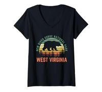 Mujer Parque Nacional New River Gorge Camiseta Cuello V