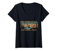 Mujer Parque Nacional New River Gorge Camiseta Cuello V