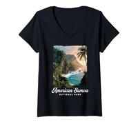 Mujer Parque Nacional Samoa Americana Camiseta Cuello V