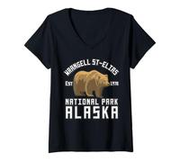 Mujer Parque Nacional Wrangell St Elias Camiseta Cuello V
