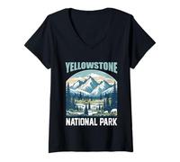 Mujer Parque Nacional Yellowstone Naturaleza Senderismo Al Camiseta Cuello V