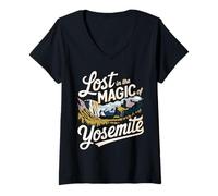 Mujer Parque Nacional Yosemite Montaña Naturaleza California Camiseta Cuello V