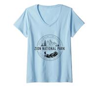 Mujer Parque Nacional Zion Utah Vintage Camiseta Cuello V
