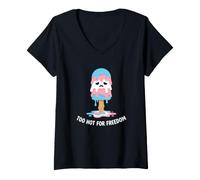 Mujer Parrillada Patriot Too Hot For Freedom Fireworks Camiseta Cuello V