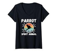 Mujer Parrot Is My Spirit Animal Kawaii Cartoon Funny Loros Camiseta Cuello V