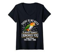 Mujer Parrot Lover Birdkeeping Repite Caique de Vientre Blanco Camiseta Cuello V