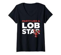 Mujer Party Like A Lob Star Funny Lobster Dancing Music Lovers Camiseta Cuello V