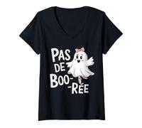Mujer Pas de Boo-rée Ballet Divertido Fantasma Halloween Boo Bailarina Humor Camiseta Cuello V