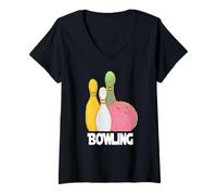 Mujer Pasadores de Bolos Pastel con Bola Camiseta Cuello V