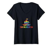 Mujer Pasajero de Vacaciones de True Colors At Sea LGBT Pride Cruise Camiseta Cuello V