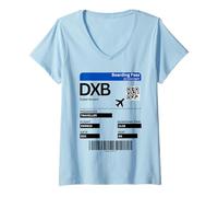 Mujer Pase de Embarque Dubai DXB UAE Emirate Dubai Camiseta Cuello V