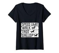 Mujer Paseo A Caballo, Trote, Galope, Jinete Camiseta Cuello V
