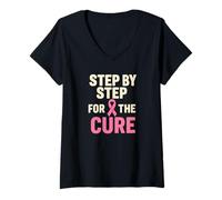 Mujer Paso a Paso - Caminata del Cáncer de Mama Camiseta Cuello V