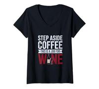 Mujer Paso a un Lado Café Este es un Trabajo para el Vino Humor de Alcohol Divertido Camiseta Cuello V