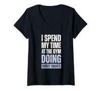 Mujer Paso Mi Tiempo En El Gym Haciendo Sentadillas Camiseta Cuello V