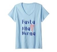 Mujer Pasta alla Norma Pasta italiana de verano Camiseta Cuello V