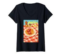 Mujer Pasta La Vista Baby Funny Spaghetti y albóndigas Juego de palabras de comida Camiseta Cuello V