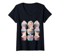 Mujer Paste Cupcakes Summer Postre Costero Estética Dreamy Art Camiseta Cuello V