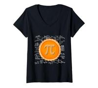 Mujer Pastel de Calabaza Matemáticas Día Pi Divertido Halloween Acción de Gracias Camiseta Cuello V