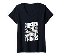 Mujer Pastel de Pollo Tres de mis Cosas favoritas Camiseta Cuello V