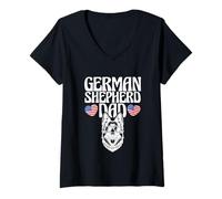 Mujer Pastor Alemán Perro Amante Padre Pastor Alemán Papá Camiseta Cuello V