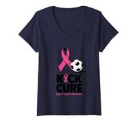 Mujer Patada para la curación de la Conciencia sobre el cáncer de Mama Camiseta Cuello V