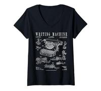 Mujer Patente de Escritor Vintage para máquina de Escribir Camiseta Cuello V
