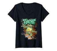 Mujer Patín clásico retro Megamix de TMNT, Mikey, Ninja Turtles, años 80 y 90 Camiseta Cuello V
