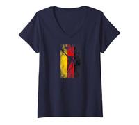 Mujer Patinador de la bandera alemana Camiseta Cuello V