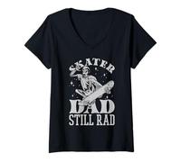 Mujer Patinador papá todavía rad esqueleto skate día del padre Camiseta Cuello V