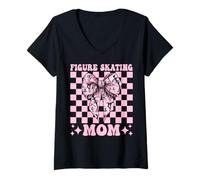 Mujer Patinaje artístico Mamá Patinador artístico Patinaje sobre Hielo Día de la Madre Camiseta Cuello V