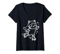 Mujer Patinaje sobre Ruedas Parque de Patinaje Kawaii Cat Camiseta Cuello V