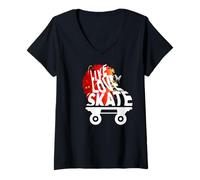 Mujer Patines con Flores, Patines de Ruedas, niña, Rosa Danza Camiseta Cuello V