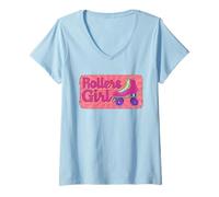 Mujer Patines Retro Vintage de los años 70 y 80 para niña Camiseta Cuello V