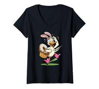 Mujer Pato con Lindo Desfile de donas de Animales de Pascua Camiseta Cuello V