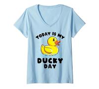 Mujer Pato de Goma Divertido Hoy es el día de mi Patito Lucky Camiseta Cuello V