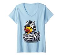 Mujer Pato de Goma Zebra Camiseta Cuello V