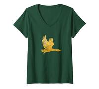 Mujer Pato - Diseño de pato vintage - Pato volador Camiseta Cuello V