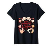 Mujer Patólogo del Habla y lenguaje SLP SLPA Hombres Mujeres Educadores Camiseta Cuello V