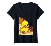 Mujer Patos amorosos, Levántate y brilla, pato pequeño, escuela y trabajo Camiseta Cuello V