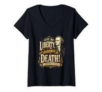 Mujer Patrick Henry Give Me Liberty or Death Cita histórica Camiseta Cuello V