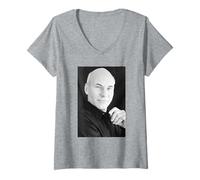 Mujer Patrick Stewart Capitán Jean Luc Picard Star Trek Actor 1988 Camiseta Cuello V