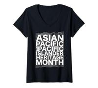Mujer Patrimonio asiático de Las Islas del Pacífico, diseño de la Cultura del Orgullo Camiseta Cuello V