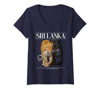 Mujer Patrimonio de la Vida Silvestre del Leopardo de Sri Lanka Camiseta Cuello V
