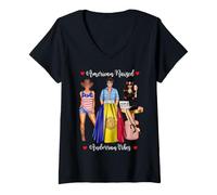 Mujer Patrimonio Medio Americano y andorrano Camiseta Cuello V